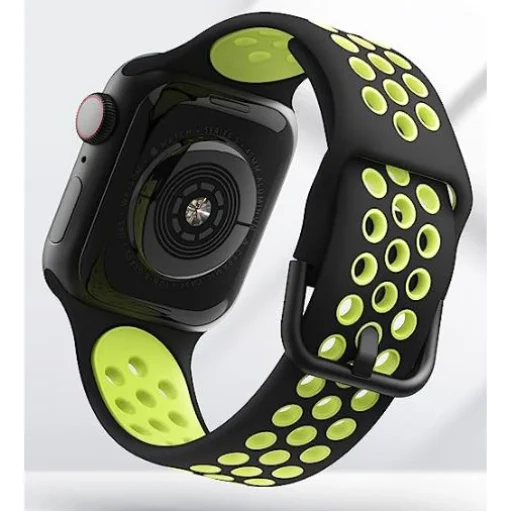 Apple Watch 1/2/3/4/5/6/7/8/9/SE/Ultra (42/44/45/49mm) TRPH silikónový remienok čierno-zelený - 1