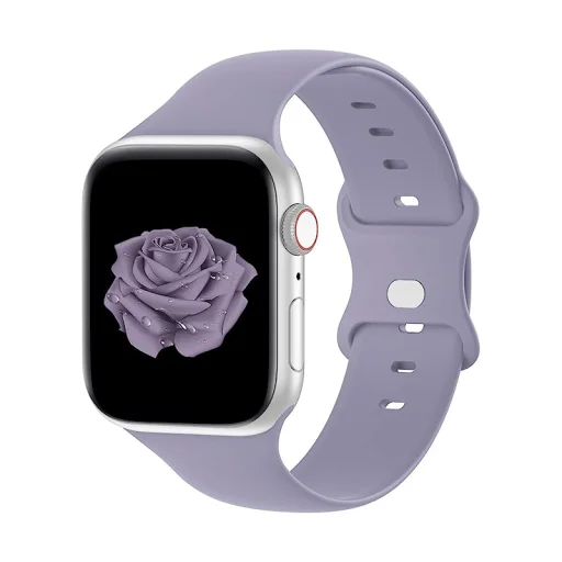 Apple Watch 1/2/3/4/5/6/7/8/9/SE (38/40/41mm) TRPH szilikon óraszíj lila - 1