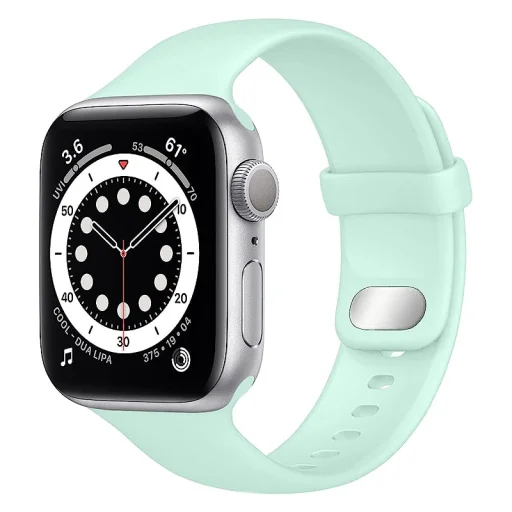Apple Watch 1/2/3/4/5/6/7/8/9/SE (38/40/41mm) TRPH szilikon óraszíj menta - 1
