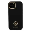 iPhone 15 Guess Liquid Silicone 4G Strass Metal Logo tok fekete (GUHCP15SM4DGPK) thumbnail