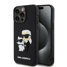  iPhone 15 Pro Karl Lagerfeld KLHCP15L3DRKCNK 3D Rubber Karl and Choupette tok fekete