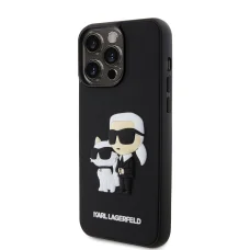  iPhone 15 Pro Karl Lagerfeld KLHCP15L3DRKCNK 3D Rubber Karl and Choupette tok fekete