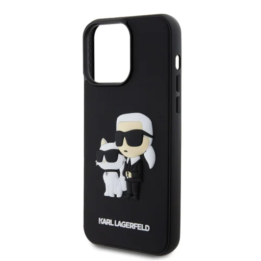iPhone 13 Pro Karl Lagerfeld KLHCP13L3DRKCNK 3D Rubber Karl and Choupette tok fekete - 7