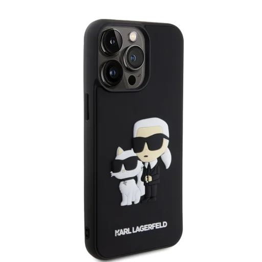 iPhone 13 Pro Karl Lagerfeld KLHCP13L3DRKCNK 3D Rubber Karl and Choupette tok fekete - 3