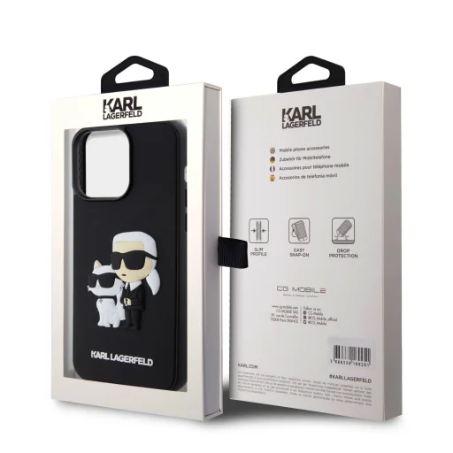 iPhone 13 Pro Karl Lagerfeld KLHCP13L3DRKCNK 3D Rubber Karl and Choupette tok fekete - 4