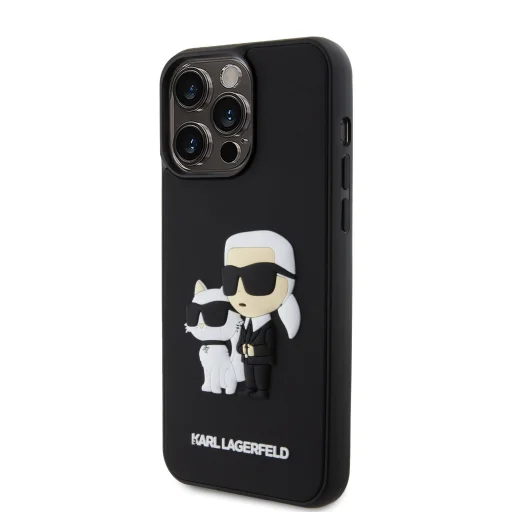 iPhone 13 Pro Karl Lagerfeld KLHCP13L3DRKCNK 3D Rubber Karl and Choupette tok fekete - 2