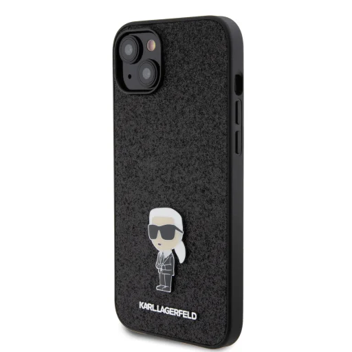  iPhone 15 Karl Lagerfeld KLHCP15SGKNPSK Fekete Glitter Metal Ikonik tok - 3