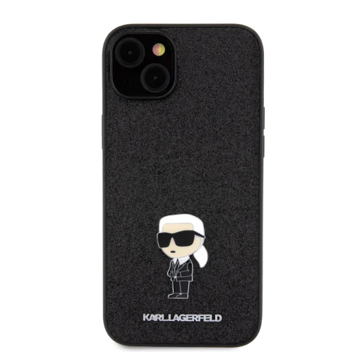  iPhone 15 Karl Lagerfeld KLHCP15SGKNPSK Fekete Glitter Metal Ikonik tok - 5