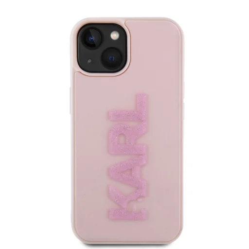  iPhone 15 rózsaszín Karl Lagerfeld KLHCP15S3DMBKCP 3D Rubber Glitter Logo tok - 5