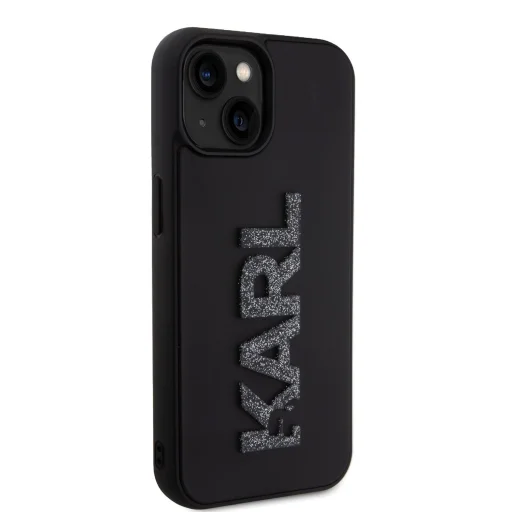  iPhone 15 Fekete Karl Lagerfeld KLHCP15S3DMBKCK 3D Rubber Glitter Logo tok - 5