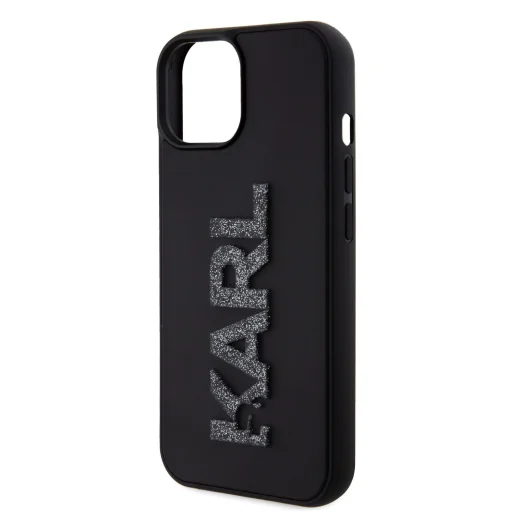  iPhone 15 Fekete Karl Lagerfeld KLHCP15S3DMBKCK 3D Rubber Glitter Logo tok - 6