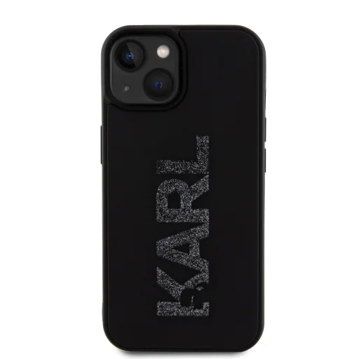  iPhone 15 Fekete Karl Lagerfeld KLHCP15S3DMBKCK 3D Rubber Glitter Logo tok - 7