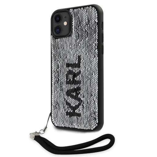 iPhone 11 Karl Lagerfeld Sequins Reversible tok fekete/ezüst (KLHCN61PSQRKS) - 1