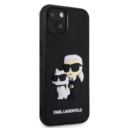 iPhone 13 Karl Lagerfeld KLHCP13M3DRKCNK 3D Rubber Karl and Choupette tok fekete - 5