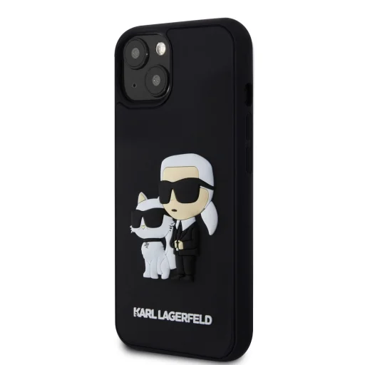 iPhone 13 Karl Lagerfeld KLHCP13M3DRKCNK 3D Rubber Karl and Choupette tok fekete - 4