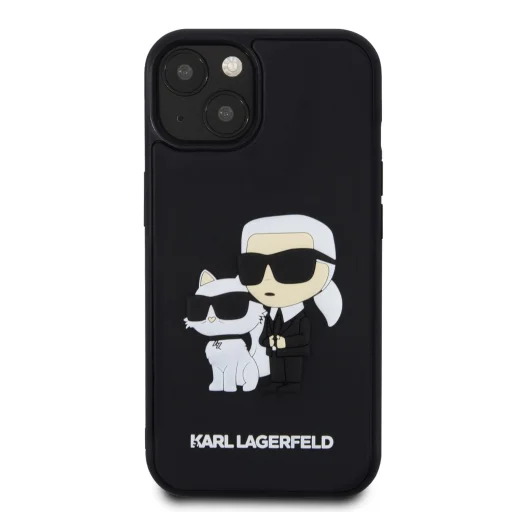 iPhone 13 Karl Lagerfeld KLHCP13M3DRKCNK 3D Rubber Karl and Choupette tok fekete - 1