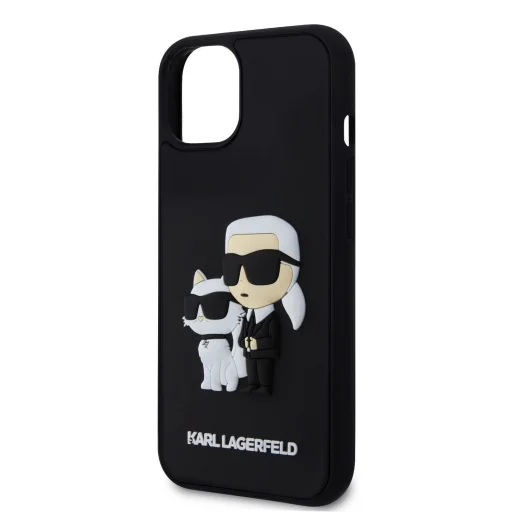 iPhone 13 Karl Lagerfeld KLHCP13M3DRKCNK 3D Rubber Karl and Choupette tok fekete - 7