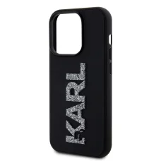  iPhone 15 Pro Karl Lagerfeld 3D Rubber Glitter Logo tok fekete KLHCP15L3DMBKCK