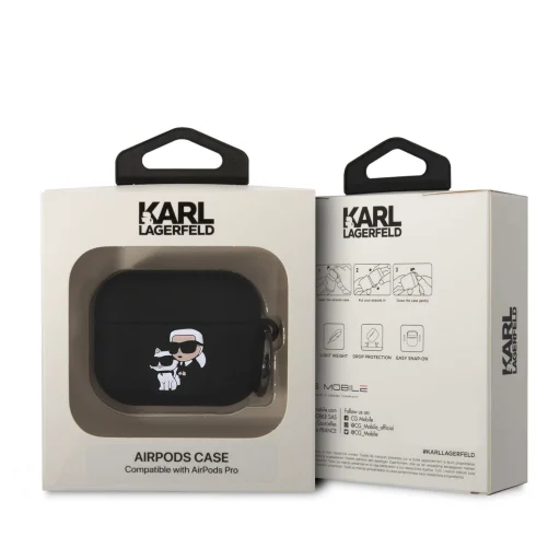 Airpods 3 Karl Lagerfeld KLA3RUNKC 3D Logo NFT Karl and Choupette Szilikon tok fekete - 3