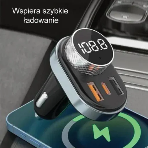 AWEI Bluetooth 5.0 MP3 kihangosító FM transmitter 1xUSB + 1xUSB-C (C-843) fekete - 3