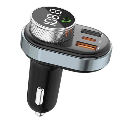 AWEI Bluetooth 5.0 MP3 kihangosító FM transmitter 1xUSB + 1xUSB-C (C-843) fekete - 1