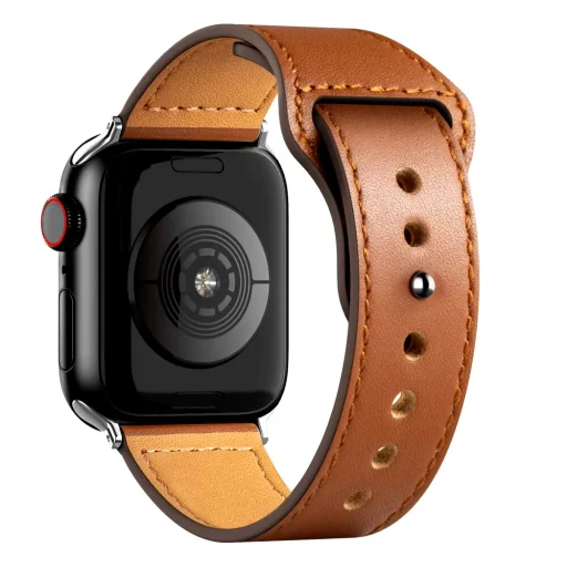 Apple Watch 1/2/3/4/5/6/7/8/9/SE (38/40/41mm) TRPH bőr óraszíj barna - 1