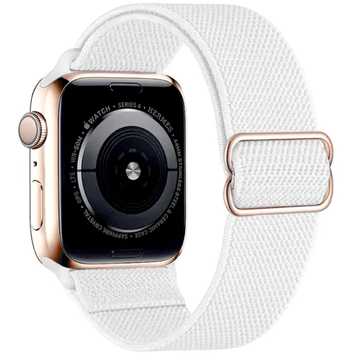 Apple Watch 1/2/3/4/5/6/7/8/9/SE (42/44/45mm) TRPH szövet óraszíj fehér - 1