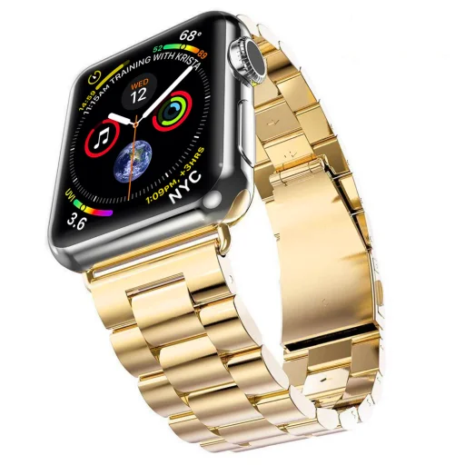 Apple Watch 4/5/6/7/8/9/SE (38/40/41mm) TRPH fém óraszíj arany - 2