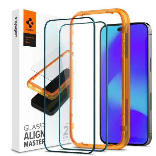 iPhone 15 Pro Max Spigen Alm Glass FC 2x üvegfólia fekete (AGL06875) - 3