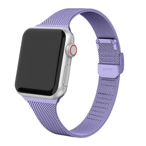 Apple Watch 4/5/6/7/8/9/SE/Ultra (42/44/45/49mm) TRPH milánói fém óraszíj lila színű - 1
