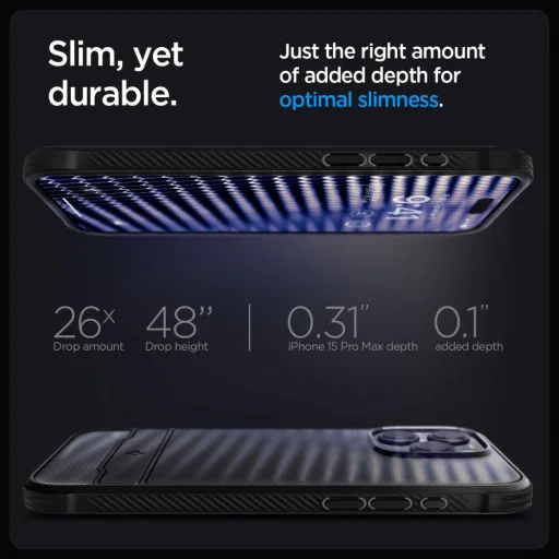 iPhone 15 Pro Max Spigen Rugged Armor Mag MagSafe tok matt fekete (ACS06561) - 14