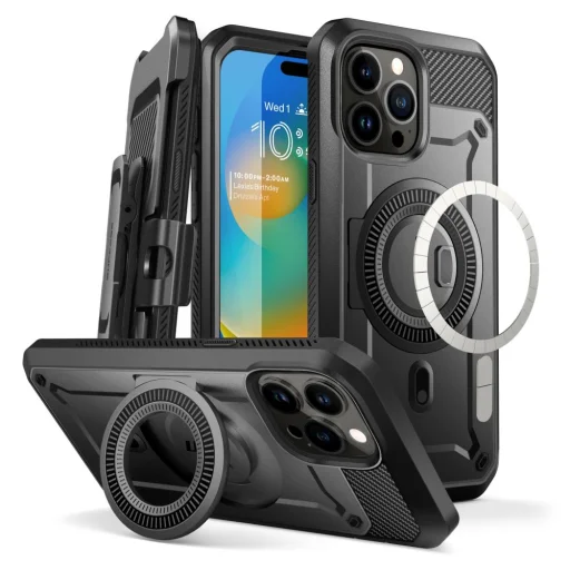  iPhone 15 Pro Fekete Supcase UB Pro Mag MagSafe kompatibilis tok - 1