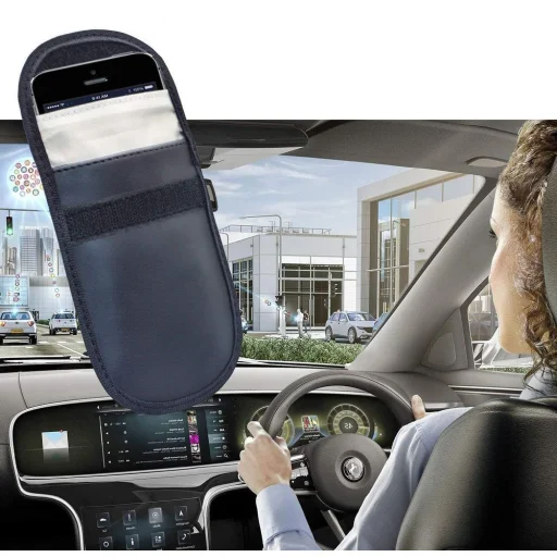 Lopásgátló autós kulcstartó, rádióblokkoló tasak, Faraday kalitka fekete - 7