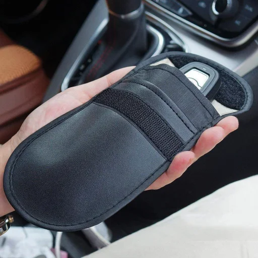 Lopásgátló autós kulcstartó, rádióblokkoló tasak, Faraday kalitka fekete - 8