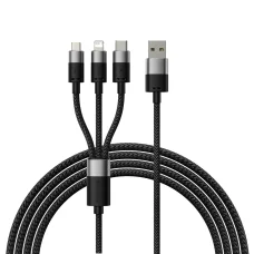 Baseus StarSpeed 3 az 1-ben USB - micro USB / Lightning / USB C kábel 3,5A 1,2 m fekete