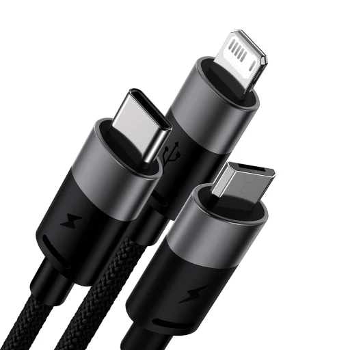 Baseus StarSpeed 3 az 1-ben USB - micro USB / Lightning / USB C kábel 3,5A 1,2 m fekete - 2