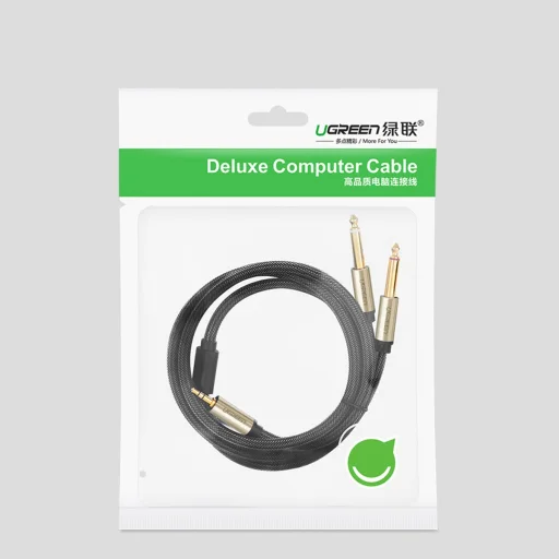 Ugreen AV126 3.5mm-es TRS kábel 2x TS 6.35mm - 2m szürke - 6