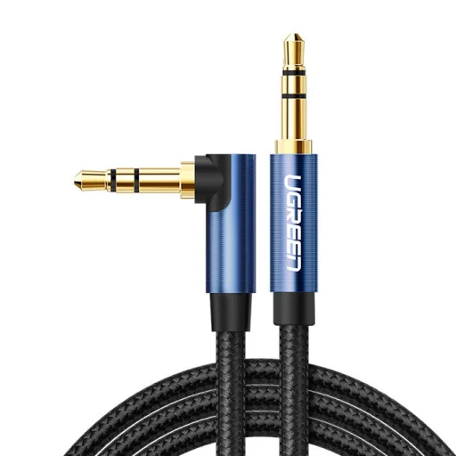Ugreen audio kábel AUX 90 fokban döntött minijack 3,5 mm 2m kék (AV112) - 1