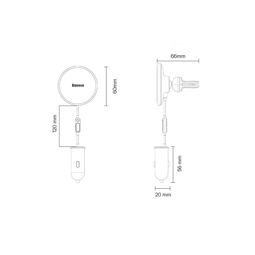 Baseus CW01 MagSafe 15W USB 25W indukciós autós töltő fekete - 4