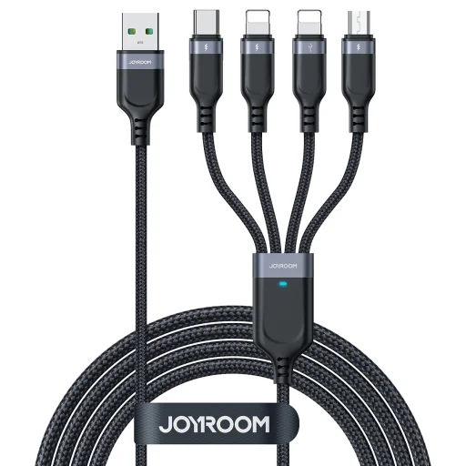 Joyroom S-1T4018A18 4 az 1-ben kábel USB-A - USB-C /2x Lightning / Micro USB 1.2m fekete - 1