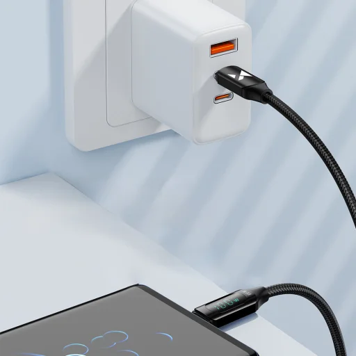 Wozinsky WUCCC2 USB C - USB C kábel kijelzővel PD 100W 2m fekete - 4