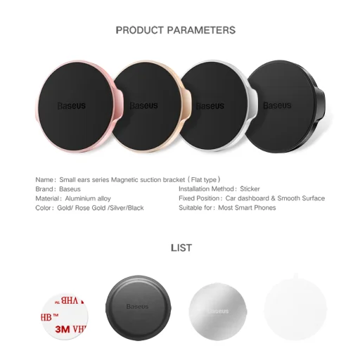 Baseus Small Ears mágneses autós telefontartó fekete - 9
