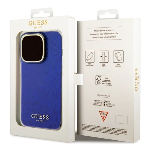 iPhone 15 Pro Guess IML Disco Mirror Classic Logo tok lila - 3
