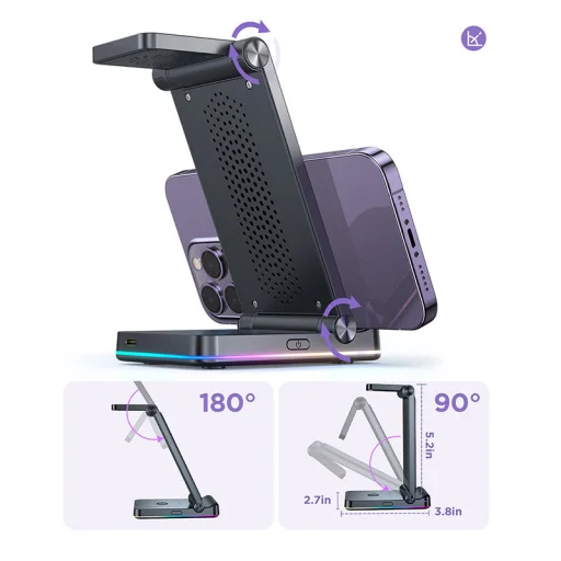 Joyroom 3 az 1-ben vezeték nélküli indukciós töltőállvány iPhone, Apple Watch, Airpods (15W) fekete (JR-WQN01) töltőállomás - 10