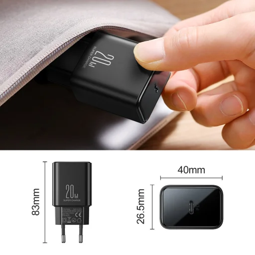 Joyroom hálózati töltő adapter JR-TCF06 USB C 20W PD fekete - 11