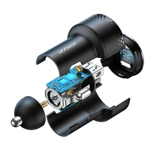 Joyroom JR-CCD02 autós töltő LED kijelzővel 2x USB C 70W fekete - 4