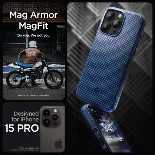 iPhone 15 Pro Max Spigen Mag Armor MagSafe tok tengerészkék (ACS06598) - 9