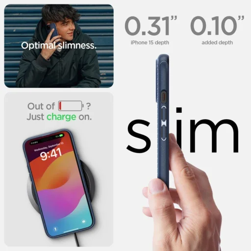 iPhone 15 Spigen Mag Armor MagSafe tok tengerészkék (ACS06816) - 4