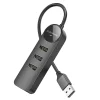 Borofone Erudite DH5 4 az 1-ben adapter USB - 4xUSB 2.0 1.2m fekete thumbnail