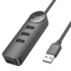 Borofone Erudite DH5 4 az 1-ben adapter USB - 4xUSB 2.0 1.2m fekete thumbnail